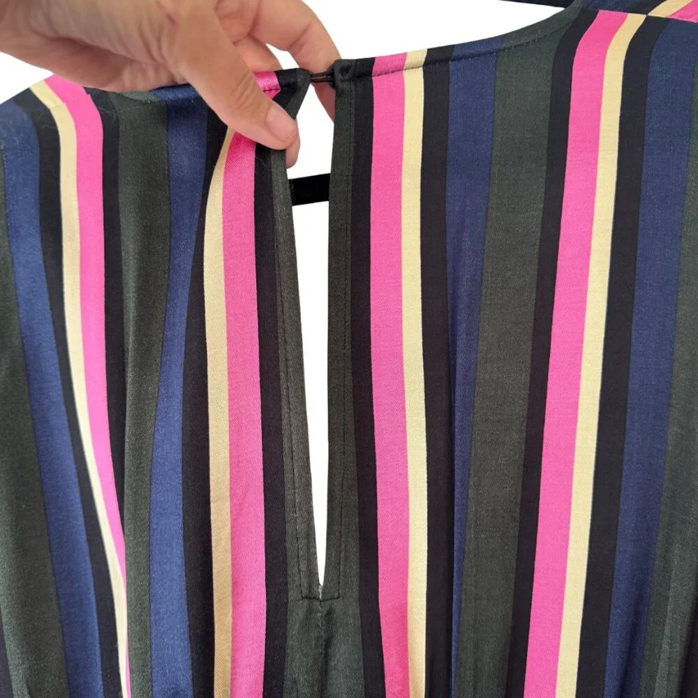 NWOT Topshop Striped Tie-Front Mini Dress Bell Sleeve Surplice V-Neck Size 4 - Picture 10 of 11